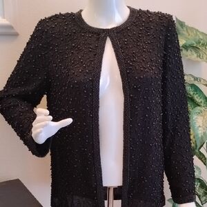 Cote d' Azure Classic, Elegant Black Beaded Women's Jacket